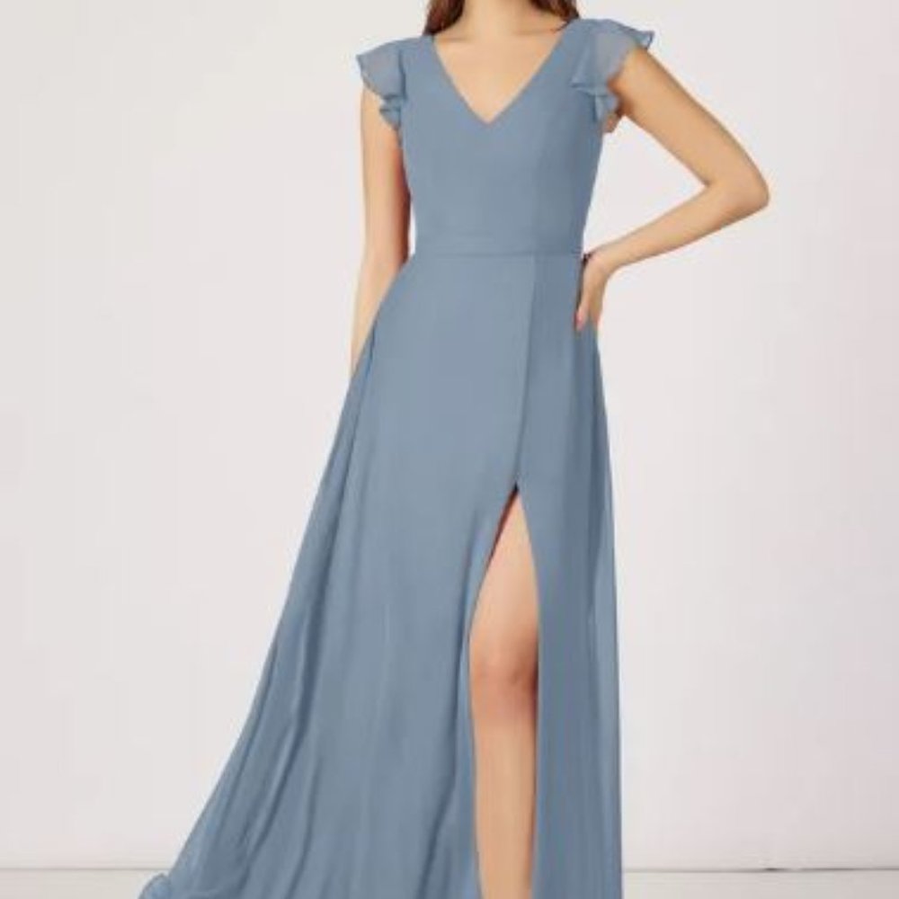 Azazie Claudine Dusty Blue Bridesmaid Dress
